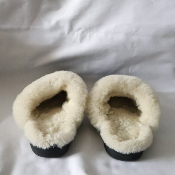 NukNuuk Womens Sz 8 Blue Leather Upper Sheepskin Slip On Indoor Light Slippers - Picture 3 of 8